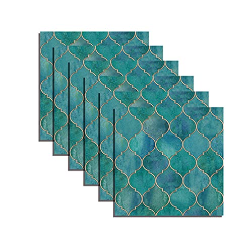 6 x 3D-Fliesenaufkleber, selbstklebende Mosaik-Wandfliesen, Steinaufkleber, wasserdicht, für Badezimmer, Küche, Spritzschutz, Fliesenplatten, abziehen und aufkleben (15 x 15 cm)-3# von Puupaa