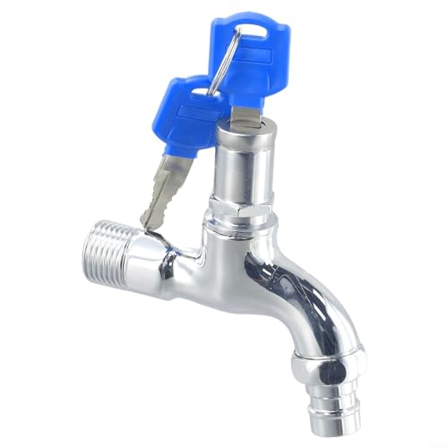Außendiebstahl-Wasserhahn mit Verriegelung, Schlüssel, Wasserhahn, Edelstahl, Schutz, 1,27 cm Gewinde, Legierung, Spültischarmatur mit Schlüsselschloss (1) von Puupaa