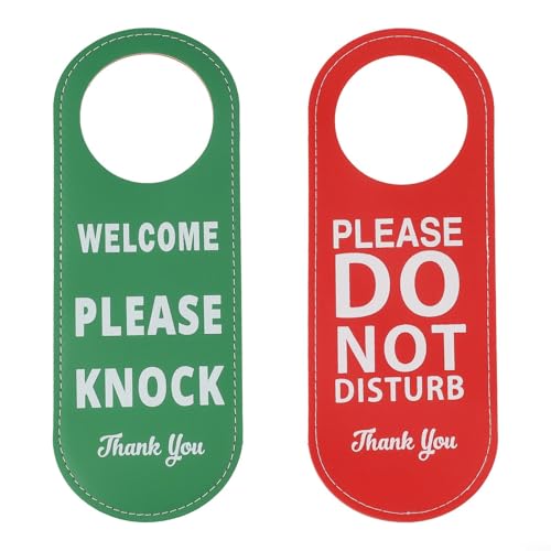 Kreative Leder-Türschilder "Do Not Disturb Please Knock", geeignet für Hotels (rot + grün) von Puupaa