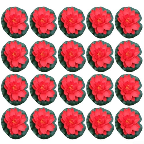 Künstliche Seerose für Teich und Aquarium mit flexiblem EVA-Schaum und rückseitigem Befestigungsring für sichere und verstellbare Wasserplatzierung von Puupaa