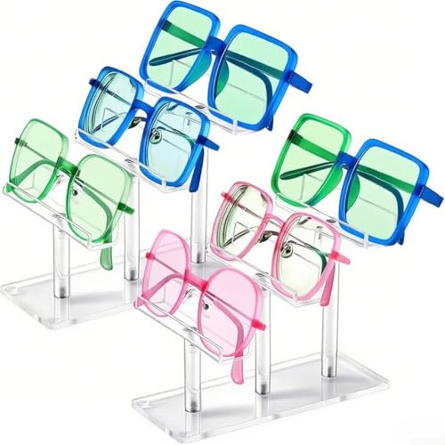 Puupaa 2 Stück Sonnenbrillen-Organizer Brillenhalter Ständer für 6 Paar, platzsparender Brillenhalter für Tisch, Schreibtisch, Arbeitsplatte, Kommode, Schlafzimmer (A) von Puupaa