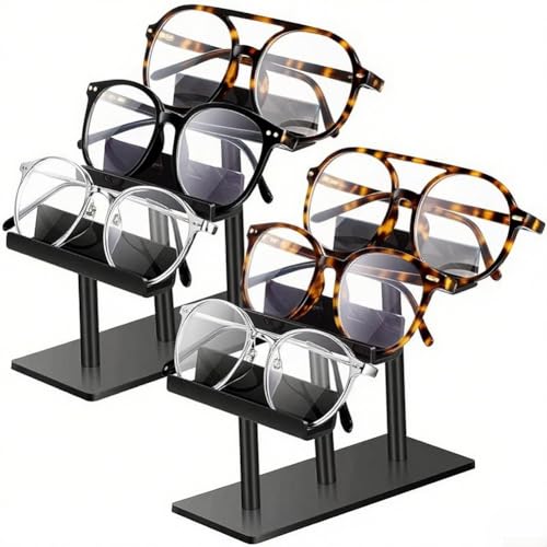 Puupaa 2 Stück Sonnenbrillen-Organizer Brillenhalter Ständer für 6 Paar, platzsparender Brillenhalter für Tisch, Schreibtisch, Arbeitsplatte, Kommode, Schlafzimmer (B) von Puupaa