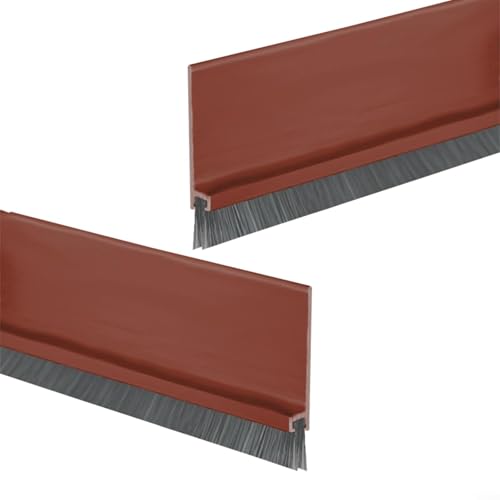 Puupaa 2 x Tür-Zugluftstopper, selbstklebendes Zugluftstopper-Band mit Bürste, schalldichte untere Dichtung, Zugluftstopper, Zugluftstopper, 100 cm x 5,3 cm (braun) von Puupaa