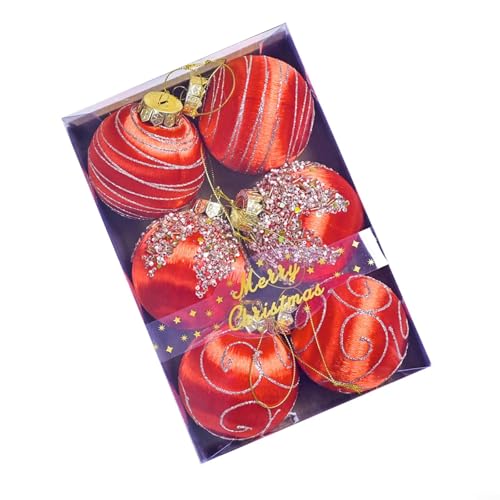 Puupaa 6 Stück 8 cm Weihnachtskugeln, bruchsichere Baumkugeln, hängende Ornamente für Urlaub, Hochzeit, Fest, Zuhause oder Party Dekor (rot) von Puupaa