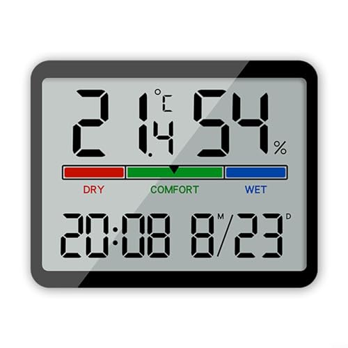 für Puupaa Digitale Uhr mit LCD-Reisealarm, multifunktionale Temperatur-elektronische Uhr, digitale Wanduhr mit magnetischer Rückseite, LCD-Display, Schreibtischuhr (schwarz) von Puupaa
