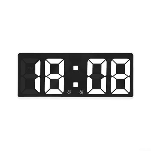 Puupaa Digitaler Nachttischwecker mit großem LED-Display, Desktop-Uhr mit Temperaturanzeige, Schlummerfunktion, Datum, Sprachsteuerung, 12/24 Stunden für Zuhause, Büro, Kinder, ältere Menschen (weiß) von Puupaa