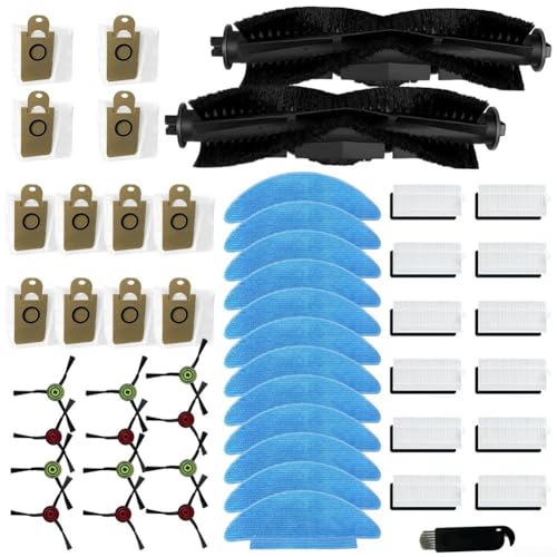 Puupaa Ersatzteil-Set für Honiture Q6 SE Saugroboter, 2 Rollenbürsten, 12 Seitenbürsten, 12 Staubbeutel, 12 Filter, 12 Wischlappen, 1 kleine Bürste von Puupaa