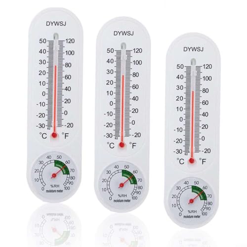 Puupaa Großes Außen-/Innen-Thermometer, Hygrometer, Luftfeuchtigkeitsmesser, Thermometer, Temperatur-Feuchtigkeitsmessgerät mit Celsius/Fahrenheit (℃/℉) für Terrasse, Garten (3 Stück) von Puupaa