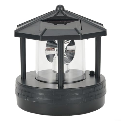 LED-Solar-Leuchtturm, wasserdicht, drehbar, Garten-Leuchtturm, Solarleuchte für den Außenbereich, Garten, Rasen, Terrasse, Hof, Dekoration (schwarz), 98Z835894ZYWJEN0B1BMY von Puupaa