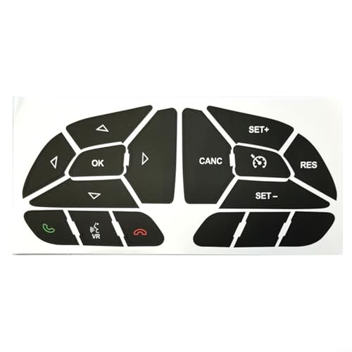 Puupaa Lenkradtasten-Reparatur-Aufkleber, für Dodge Charger 2016–2022, schwarze Vinyl-Overlay mit weißem Schriftzug Puupaa Lenkradtasten-Reparatur-Aufkleber, für Dodge Charger 2016–2022, schwarze Vinyl-Overlay mit weißem Schriftzug von Puupaa