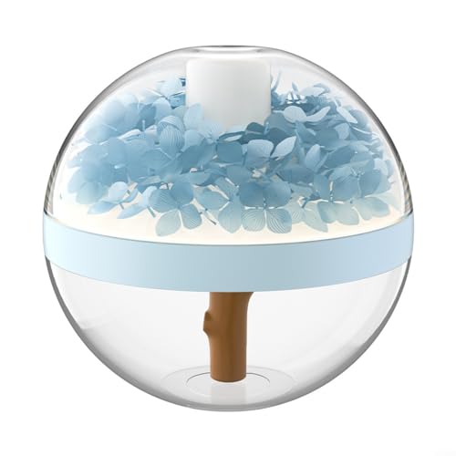 Puupaa Luftbefeuchter für Schlafzimmer, 270 ml, Luftbefeuchter mit Nachtlicht, blumenförmiger Luftdiffusor für Zuhause, Schlafzimmer, Büro, automatische Abschaltung (blau) von Puupaa
