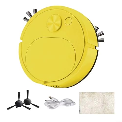 Puupaa Roboter-Staubsauger, wiederaufladbarer Haushaltsroboter-Staubsauger, intelligente Navigation, 3-in-1-Roboter-Staubsauger für Tierhaare, Hartboden-Teppich (gelb) von Puupaa