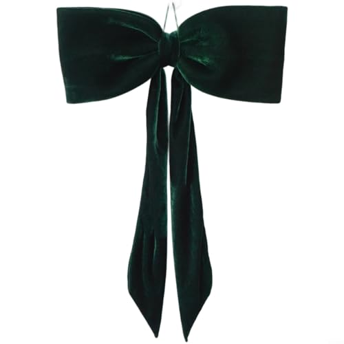 Puupaa Samtschleife, Baumschmuck für Weihnachtsfenster, langer Stil, für saisonalen Gebrauch (40 cm, grün) von Puupaa