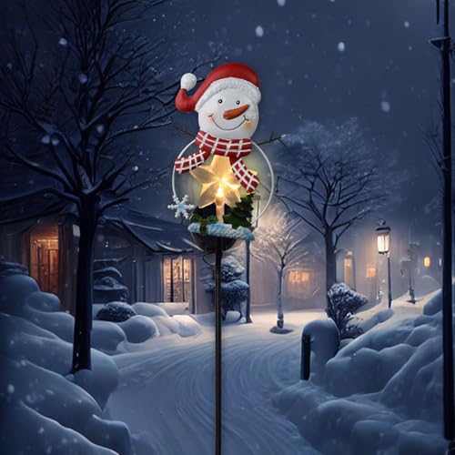 Puupaa Solarbetriebener Weihnachtsmann-Gartenstecker aus Eisen, Weihnachtsdekoration für Hof, Weg oder Auffahrt, 80 cm (Eisen- und Schnee-Handwerk) von Puupaa