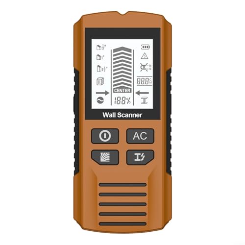 Puupaa Stud Finder Wall Scanner 7 in 1 Multifunktionaler Smart Wall Scanner Finder Wanddetektor Sensor mit LCD Display für Holz Metall und AC Draht Erkennung (Braun) von Puupaa