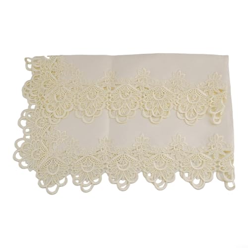 Puupaa Tischdecke mit Blumenmuster, rechteckig, europäischer Stil, bestickt, Polyester, mit hohlem geschnitztem Design für Esszimmer-/Teetisch (weiß) von Puupaa