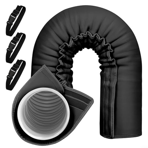 Puupaa Tragbare AC-Schlauch-Isolierhülse, 150 cm Länge, isolierte Kanalschlauchabdeckung für 5-5,9 Zoll Durchmesser Abluftschlauch mit 3 elastischen Bändern für Sommerkühlung von Puupaa