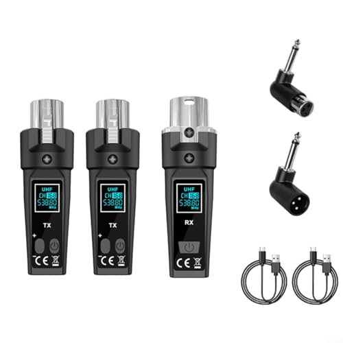 Puupaa UHF Kabelloses Mikrofonsystem, XLR-Sender, Empfänger, 510–590 MHz, Dynamikbereich, 110 dB für E-Gitarre, Bass, Audio-Mixer, PA-System (eins und zwei) von Puupaa
