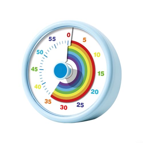 Puupaa Visueller Timer für Kinder, 60 Minuten Countdown-Uhr mit Regenbogen-Design, Zeitmanagement, Lernhilfe für Klassenzimmer, Heimstudium (blau) von Puupaa