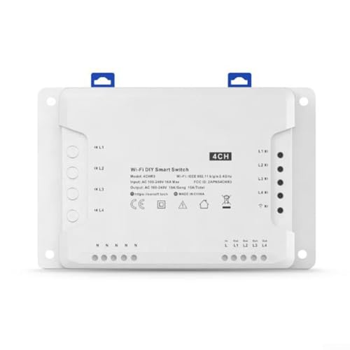 Puupaa Wi-Fi-Smart-Switch, 4-Kanal-DIN-Schienenmontage, Hausautomation, App-Steuerung (für Sonoff 4CH R3) von Puupaa