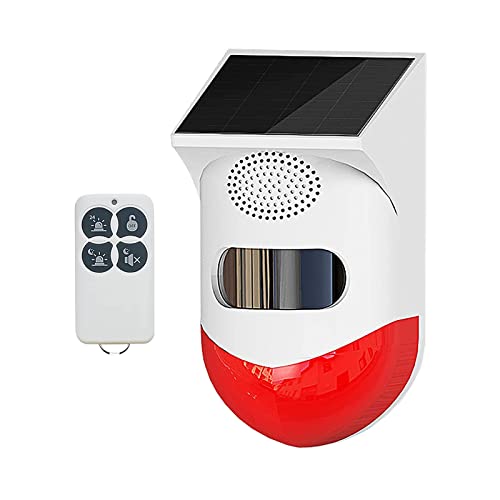 Solar-Sound-Blitzlicht mit Bewegungsmelder, Sicherheitsalarm, IP67 LED wasserdichte Solarleuchte, 120 dB Sound Sicherheitslicht mit 4 Modi für Garage, Bauernhof, Garten, Büro von Puupaa