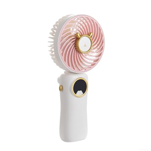 Tragbarer, wiederaufladbarer Tischventilator mit 4 Geschwindigkeitsoptionen und 180 Grad klappbar für gerichteten Luftstrom (Rosa) von Puupaa