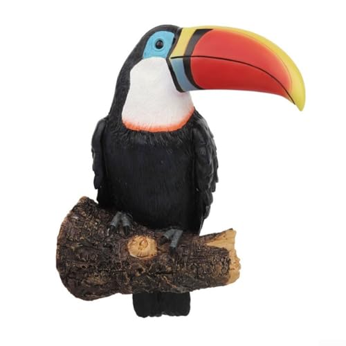 Wetterbeständiger Tukan-Vogelgartenbaum aus Kunstharz, hängende Dekoration für den Außenbereich, Rasen, Innenhof, Terrasse, Hinterhof-Akzente (roter Schnabel) von Puupaa