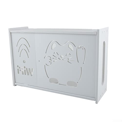 Wireless Router Rack Wohnzimmer Wandmontage WiFi Router Aufbewahrungsbox Wanddekoration Rack TV Untere Reihe Steckdosenbox Wireless WiFi Router Regal Management Container-B von Puupaa