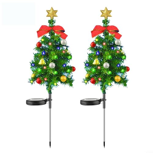 für Puupaa Solar Weihnachtsbäume Lichter Outdoor Dekoration, Kleine Solar Power Weihnachtsbaum Weg Lichter für Weg Rasen Terrasse von Puupaa