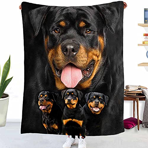 Puurbol Rottweiler-Hunde-Fleecedecke, superweiche Decke von Puurbol