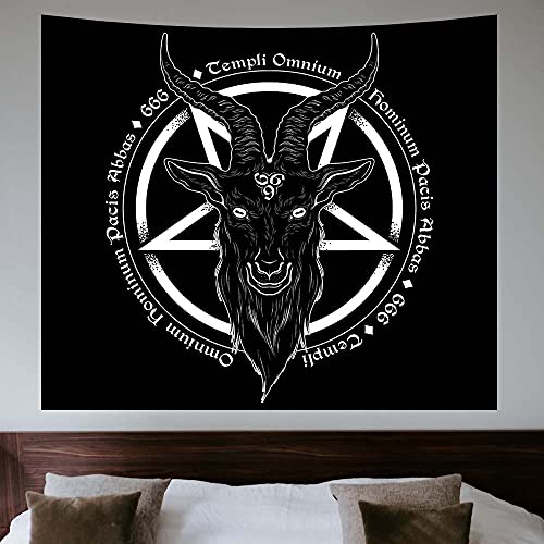 Puurbol Witch Baphomet Wandteppich Pentagramm mit dämonischem satanischen Ziegenkopf Wandbehang Wandteppiche Gothic Horror Halloween Dekor 150X130CM von Puurbol
