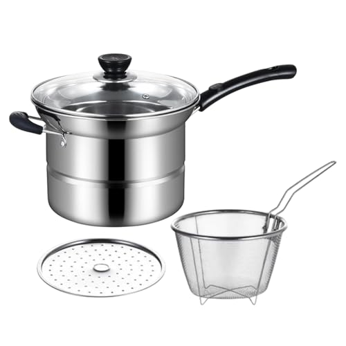 Fritteus -Set Mit Siebkorb Und Verlängertem Griff, Edelstahl -Fritteuchsen Topfe Mit Deckel, Ölsparung Kle-iner Frittiertopf, Küchenwerkzeug Zum Braten Von Fischgarnelen Und Pommes von Puwaiio