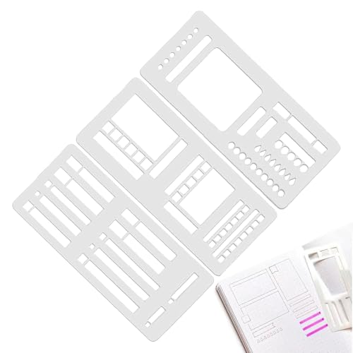 Planer-Schablonen, handgefertigte flexible Aufzeichnungsvorlage, wiederverwendbare Vorlagen, Journaling-Schablonen, multifunktionale Zeichenwerkzeuge zum Malen, Zeichnen, Tracker, Notizbuch von Puwaiio