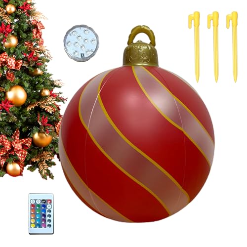 Puwaiio Aufblasbare Weihnachtsdekoration Für Den Außenbereich 60 Zentimeter - Ball Christbaumschmuck Mit Lichtbeleuchtung,Riesen Deko Für Außen In 16 Farben Holiday Außenbereich von Puwaiio