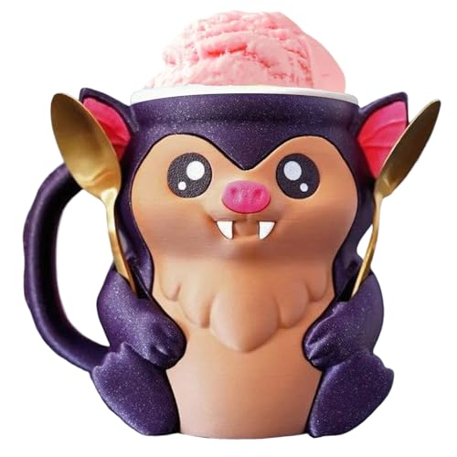Puwaiio Eiscreme-Pint-Behälter, wiederverwendbarer Fledermaus-Eiscreme-Pint-Halter – 3D-gedruckter Dessertbehälter für Gefrierschrank, Regal, Zuhause, Tisch, Erwachsene, Kinder, Sommer, Halloween Puwaiio Eiscreme-Pint-Behälter, wiederverwendbarer Fledermaus-Eiscreme-Pint-Halter – 3D-gedruckter Dessertbehälter für Gefrierschrank, Regal, Zuhause, Tisch, Erwachsene, Kinder, Sommer, Halloween von Puwaiio