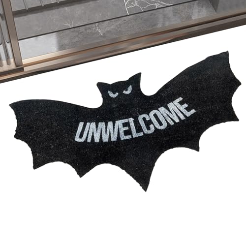 Puwaiio Halloween Teppich | Unwillkommener Fledermausförmiger Innenbereich Teppich 80x40cm | Dekorativer Halloween Gruselteppich Für Wohnzimmer Schlafzimmer Balkon Badezimmer Eingangsbereich von Puwaiio