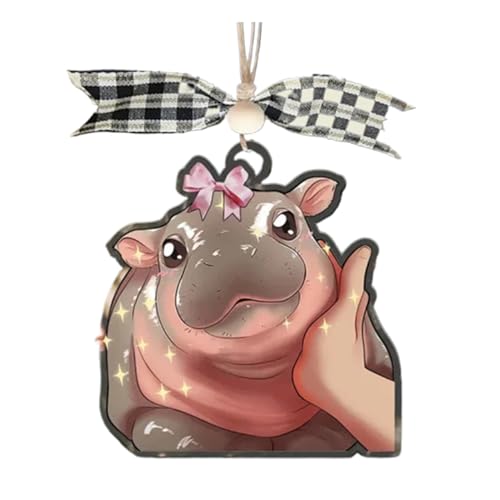 Puwaiio Hippo Weihnachtsbaum Deko | 2D Acryl Tier Weihnachtsschmuck | Wohndekoration Für Wohnheim Schlafzimmer Wohnzimmer Schule Büros Auto Erntedankfest Geburtstag Wohnung Klassenzimmer von Puwaiio