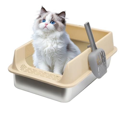 Puwaiio Katzentoilette aus Edelstahl, halbgeschlossene Katzentoilette, Edelstahlpfanne mit Schaufel, Kätzchentoilette, Haustierbedarf für Zuhause, Wohnzimmer, Geschäft, Bauernhaus, Wohnung Puwaiio Katzentoilette aus Edelstahl, halbgeschlossene Katzentoilette, Edelstahlpfanne mit Schaufel, Kätzchentoilette, Haustierbedarf für Zuhause, Wohnzimmer, Geschäft, Bauernhaus, Wohnung von Puwaiio