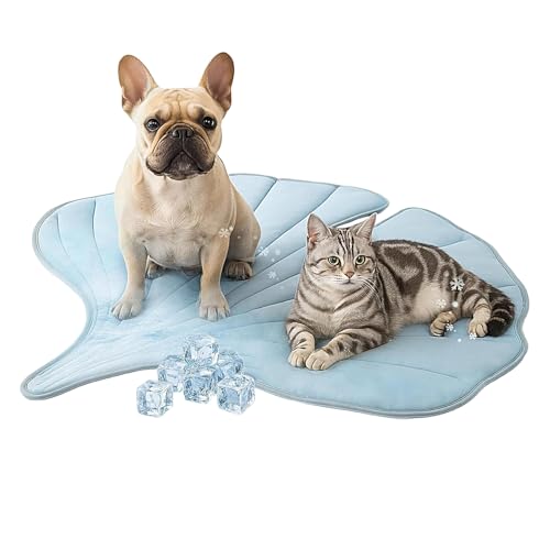 Puwaiio Kühlmatte für Hunde, waschbar, selbstkühlende Matte für Hunde und Katzen, atmungsaktiv, tragbare Decke, pflanzenförmiges Bett, rutschfestes Haustierzubehör für alle Rassen, Kätzchen, Welpen von Puwaiio