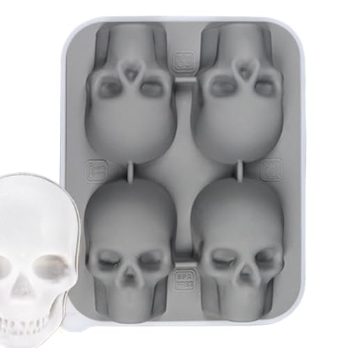 Puwaiio Silikon Eiswürfelform | 3D Schädel Eiswürfelbehälter | Gefrierbehälter Mit 4 Fächern Für Kaffee Tee Cocktails Familienfeiern Picknick Camping Puwaiio Silikon Eiswürfelform | 3D Schädel Eiswürfelbehälter | Gefrierbehälter Mit 4 Fächern Für Kaffee Tee Cocktails Familienfeiern Picknick Camping von Puwaiio