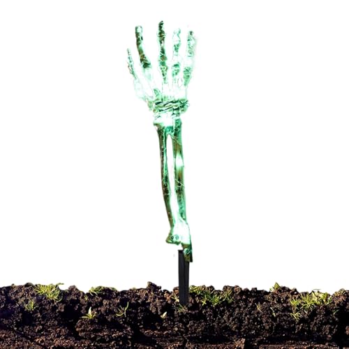 Puwaiio Skelett Gartenstecker - Halloween Grusel Deko | Solarbetriebene Gartenleuchten mit realistischen Skelett Armen als Friedhofs Requisiten für Boden Gartenwege Vorgarten Hinterhof und von Puwaiio
