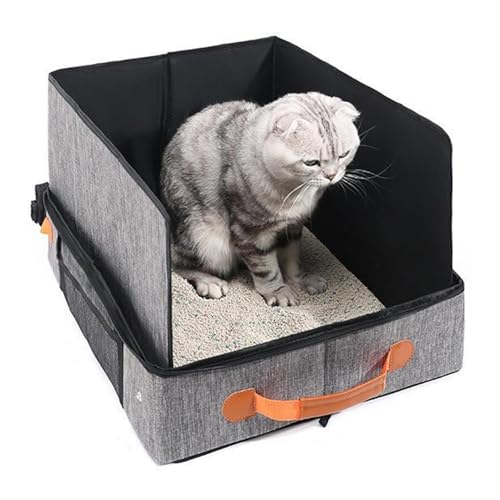 Puwaiio Tragbare Katzentoilette für Katzen | Faltbare Katzentoilette mit Deckel – Haustier-Kotschale mit hartem Boden mit Reißverschluss für Hauseinbruch drinnen und draußen, Reisen, Flugzeug, Auto von Puwaiio