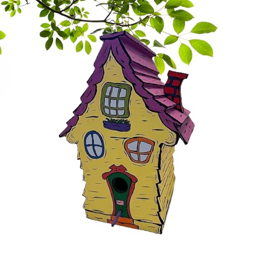 Puwaiio Vogelhäuser aus Holz | Handgefertigtes natürliches Vogelhaus für draußen - wetterfest rustikaler Nistkasten handgemachtes Design für Haus Outdoor Garten Hinterhof Baum Wand Balkon von Puwaiio