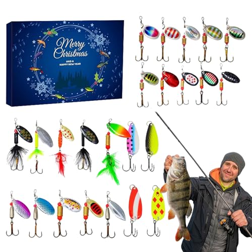 Puwaiio Weihnachts-Adventskalender, Weihnachts-Countdown-Kalender - 24 Stück Angelköder Count Down to Christmas Adventskalender,Weihnachtsaccessoires, Weihnachtsgeschenke für Sohn, Onkel, Vater Puwaiio Weihnachts-Adventskalender, Weihnachts-Countdown-Kalender - 24 Stück Angelköder Count Down to Christmas Adventskalender,Weihnachtsaccessoires, Weihnachtsgeschenke für Sohn, Onkel, Vater von Puwaiio