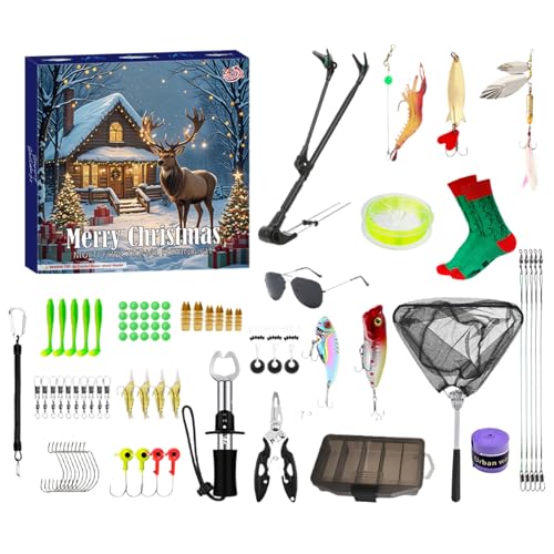 Puwaiio Weihnachts Angler Adventskalender | Geschenkidee für Angler Väter | 24-Tägiger Adventskalender Angelgeschenke Für Papa Ehemann Partner von Puwaiio