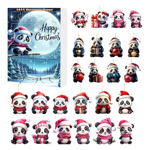 Puwaiio Weihnachtsschmuck Adventskalender - Adventskalender Mit 24 Panda Anhängern,Sammelstück Und 2D Deko-Objekte Für Kinder Erwachsene Familie Freunde von Puwaiio