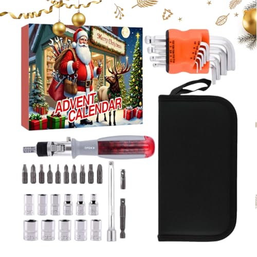 Puwaiio Werkzeug Countdown Kalender für Männer | Weihnachts-Adventskalender KFZ-Reparatur Werkzeug Set | 24-Teiliger Countdown Kalender Auto Reparatur Set Für Partner Vater Freund von Puwaiio