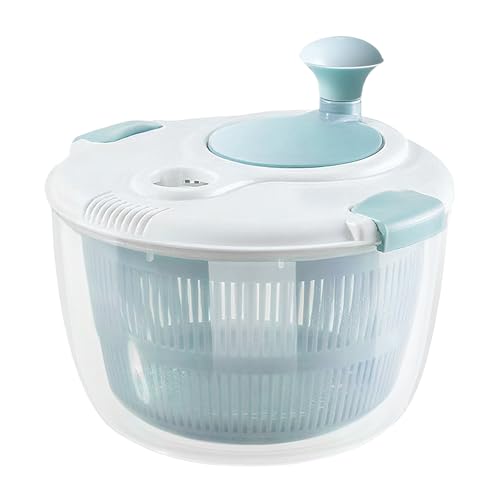 Salatschleuder, 5 l Salatschleuder, Salatschleuder mit -Wäschekorb und Servierschüssel, Salatwascher und Schleuder, Haushaltsfrucht-Abtropfgestell, Salattrockner, Küchen-Mahlzeiten-Vorbereitung von Puwaiio