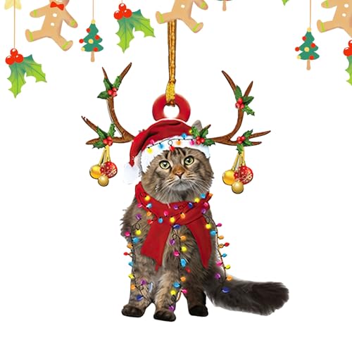 Weihnachtsbaumschmuck, 2D-Acryl-Weihnachtsbaumschmuck, Dekorativer Katzenanhänger, Süße Weihnachtsdeko Mit Haken, Hängeschild Für Party, Kamin, Fenster Und Wand Weihnachtsbaumschmuck, 2D-Acryl-Weihnachtsbaumschmuck, Dekorativer Katzenanhänger, Süße Weihnachtsdeko Mit Haken, Hängeschild Für Party, Kamin, Fenster Und Wand von Puwaiio