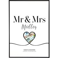 Personalisiertes Geldgeschenk Zur Hochzeit "Mr & Mrs", Hochzeitsposter Mit Namen Und Datum Als Geschenk Für Paare von Puyemine